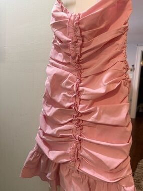 Pink Hello Molly Ruched Ruffle Dress